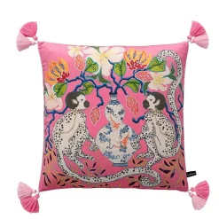 Chinoiserie Zebra Kissenbezug - Dekoratives Pfingstrosen Quastenkissen