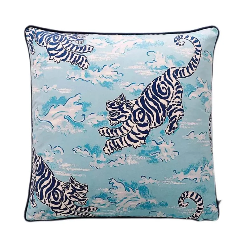 Chinoiserie Zebra Kissenbezug - Dekoratives Pfingstrosen Quastenkissen