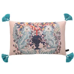 Chinoiserie Zebra Kissenbezug - Dekoratives Pfingstrosen Quastenkissen