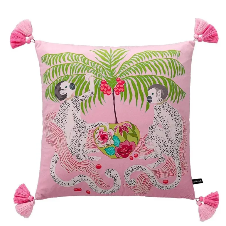 Chinoiserie Zebra Kissenbezug - Dekoratives Pfingstrosen Quastenkissen