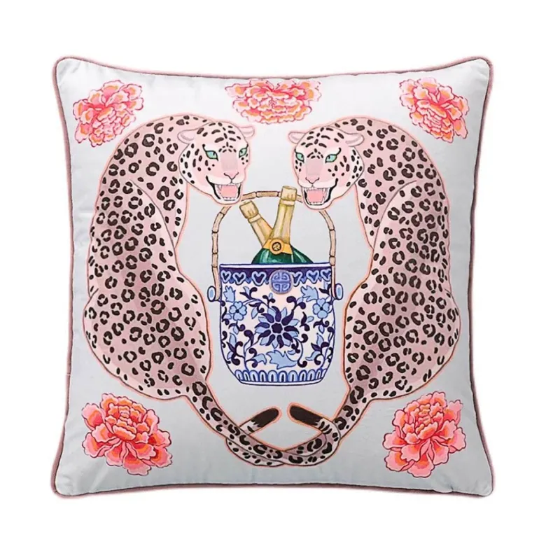 Chinoiserie Zebra Kissenbezug - Dekoratives Pfingstrosen Quastenkissen