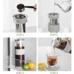 Cold Brew Coffee Infuser - 800 ml luftdichte Glaskaraffe