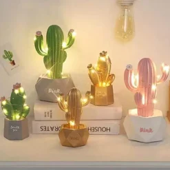 Colorful Cactus LED Night Lamp - Table Decor