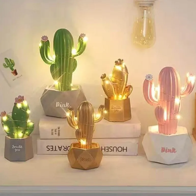 Colorful Cactus LED Night Lamp - Table Decor