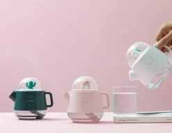 Colorful Teapot Humidifier with Night Light - USB Air Diffuser