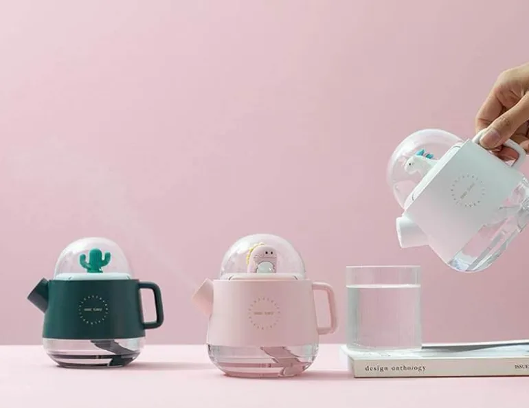 Colorful Teapot Humidifier with Night Light - USB Air Diffuser