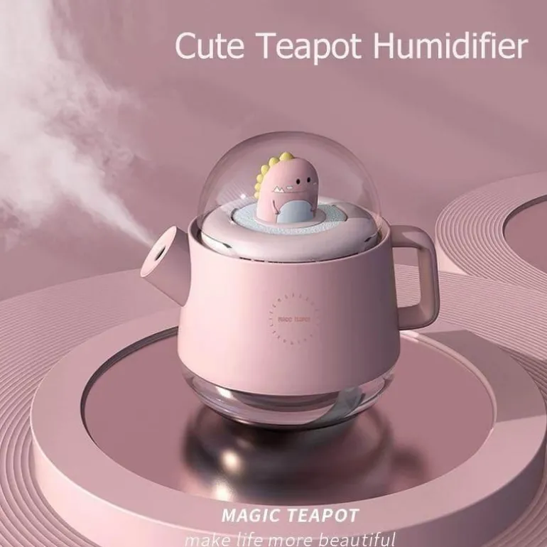 Colorful Teapot Humidifier with Night Light - USB Air Diffuser