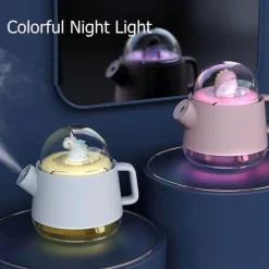 Colorful Teapot Humidifier with Night Light - USB Air Diffuser