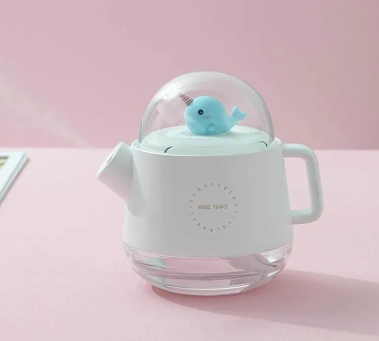 Colorful Teapot Humidifier with Night Light - USB Air Diffuser
