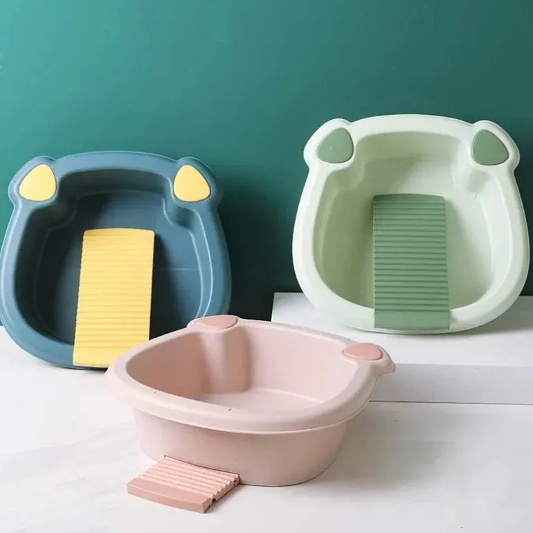Compact Washboard Cleaner - Thick Plastic Washbasin Scrubber