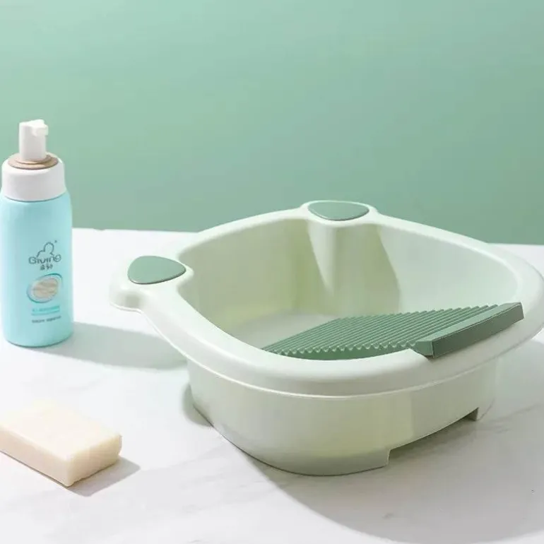Compact Washboard Cleaner - Thick Plastic Washbasin Scrubber