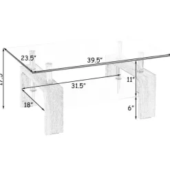 Couchtisch aus gehärtetem Glas – Modernes rechteckiges Design mit Stauraum