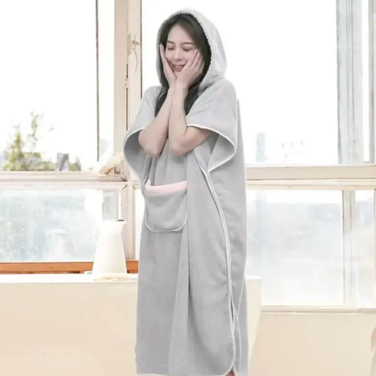 Cozy Womens Hooded Bathrobe - Soft Comfortable Robe