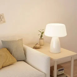 Cremefarbene Pilz-Tischlampe – Moderne rustikale Leuchte