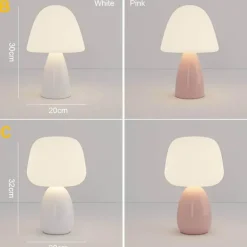 Cremefarbene Pilz-Tischlampe – Moderne rustikale Leuchte