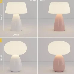 Cremefarbene Pilz-Tischlampe – Moderne rustikale Leuchte