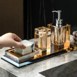 Crystal Glass Bathroom Accessories Set - Juiletta Collection