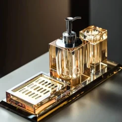 Crystal Glass Bathroom Accessories Set - Juiletta Collection