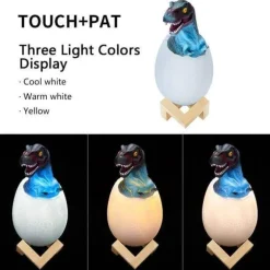 3D Dinosaur Egg Night Light - Colorful Remote Control Bedside Lamp