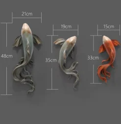 3D Fisch Wandaufkleber - Modernes Feng Shui Harz Dekor