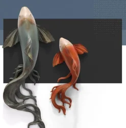 3D Fisch Wandaufkleber - Modernes Feng Shui Harz Dekor