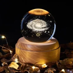 3D Galaxy Crystal LED Music Lamp - Rotating Night Light