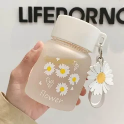 Daisy Flower 350 ml Glaswasserflasche – Stilvoller tragbarer Becher