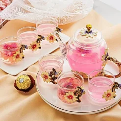 Daisy Kristallglas-Teekannen-Set – Emaille für heiße und kalte Getränke