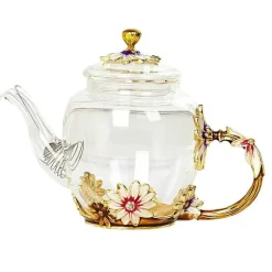 Daisy Kristallglas-Teekannen-Set – Emaille für heiße und kalte Getränke