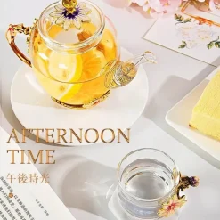 Daisy Kristallglas-Teekannen-Set – Emaille für heiße und kalte Getränke