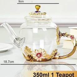 Daisy Kristallglas-Teekannen-Set – Emaille für heiße und kalte Getränke