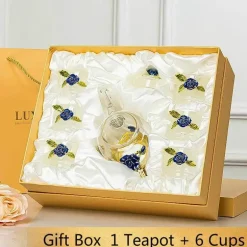 Daisy Kristallglas-Teekannen-Set – Emaille für heiße und kalte Getränke