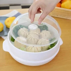 Dampfgarer-Schüssel für die Mikrowelle – runder Heizbehälter mit Deckel