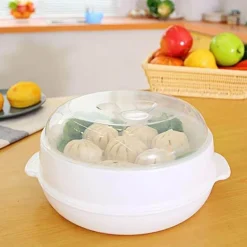 Dampfgarer-Schüssel für die Mikrowelle – runder Heizbehälter mit Deckel