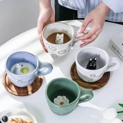 3D-Cartoon-Tier-Kaffeetassen – Einzigartige handgemachte Geschenkideen