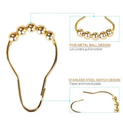 Decorative Shower Curtain Hooks - Premium Bathroom Accessories