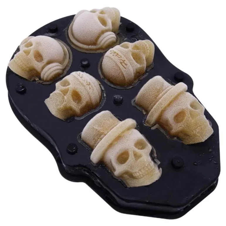 3D-Eiswürfelform mit Totenkopfmotiv – große Silikonformen für Partys und Getränke