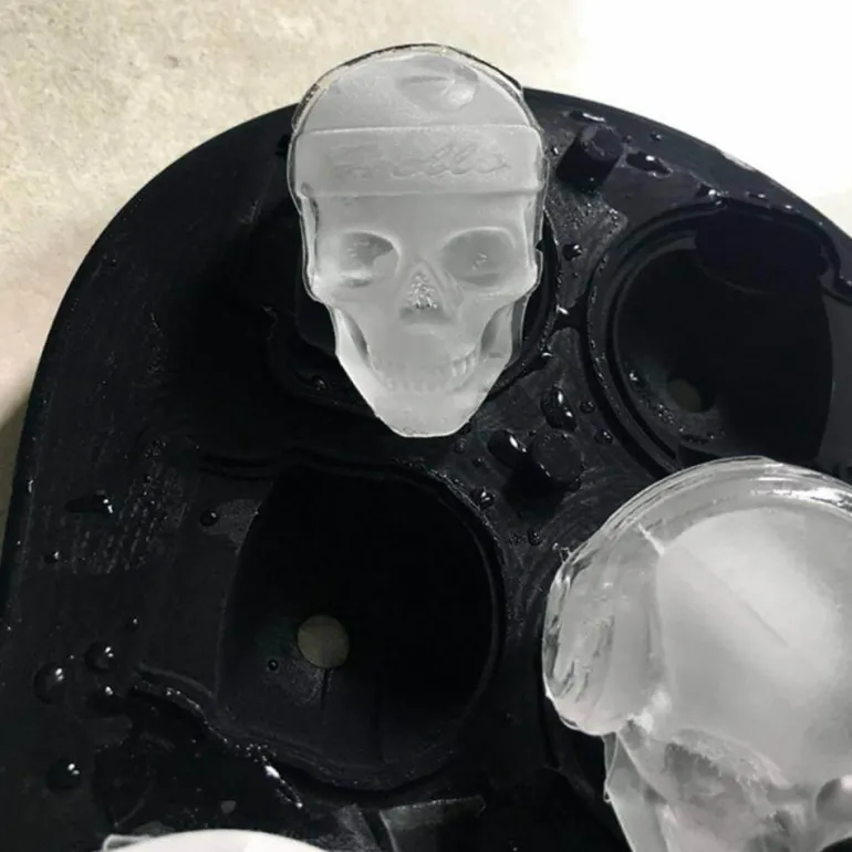 3D-Eiswürfelform mit Totenkopfmotiv – große Silikonformen für Partys und Getränke