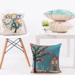 Dekorative Kissenbezüge mit Baummotiv – Niedliche Akzentbezüge für Zuhause