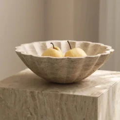 Dekorative Schale aus Travertin – Tafelaufsatz aus Naturstein