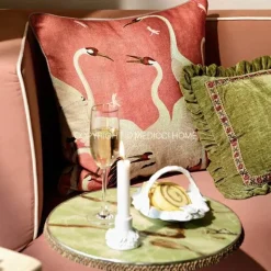 Dekorativer Kissenbezug im Retro-Stil – 45 x 45 cm, tanzender Kranich