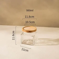 Dekoratives Vorratsglas aus Glas – quadratischer Küchen-Organizer mit Prägung
