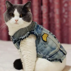 Denim Cowboyjacke für Hunde - Stylischer Western-Haustiermantel