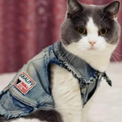 Denim Cowboyjacke für Hunde - Stylischer Western-Haustiermantel