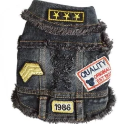 Denim Cowboyjacke für Hunde - Stylischer Western-Haustiermantel