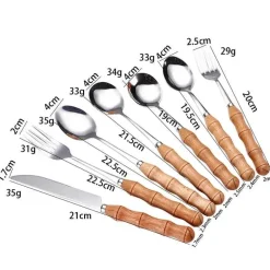 Dessertbesteck-Set aus Edelstahl mit eleganten Holzgriffen