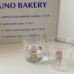 3D-Frühstückstasse aus Glas mit Henkel in Rosenform – Saft-, Kaffee-, Tee- und Milchbecher