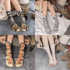 3D-gedruckte Katzenpfotensocken - Unisex-Tiersocken