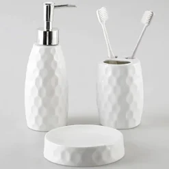 Diamond Pattern Ceramic Bathroom Set - Elegant Bath Accessories