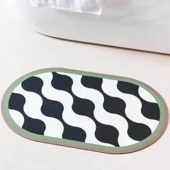 Diatom Mud Bath Mat - Absorbent Wave Design for Spa and Comfort
